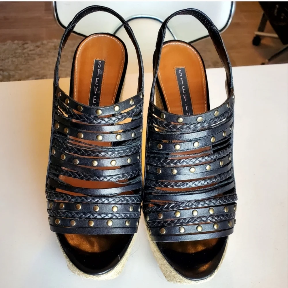Steve Madden Leather Sling Back Espadrilles